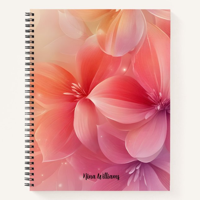 Cuaderno Hermosa flor rosa romántica (Anverso)