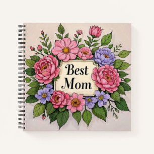 Cuaderno Hermosa flor rosada Mejor Mamá