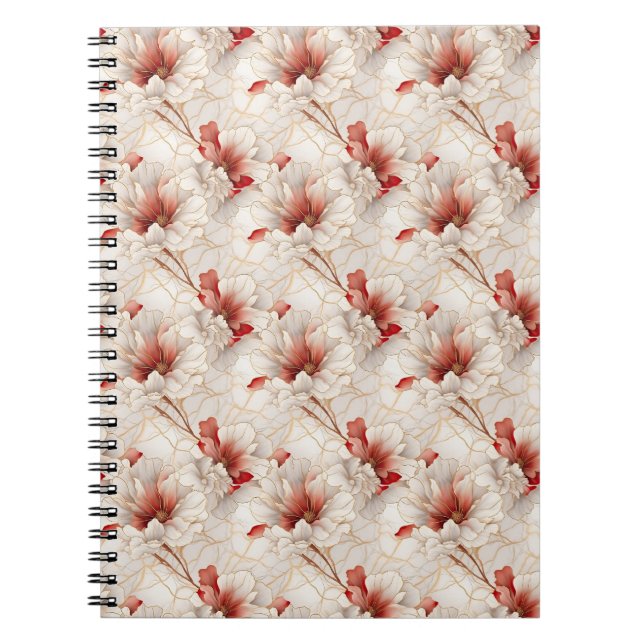 Cuaderno Hermosa Flora Blanca Roja (Frente)