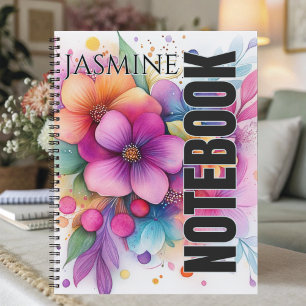 Cuaderno Hermosa Floral Acuarela Brillante y Audaz