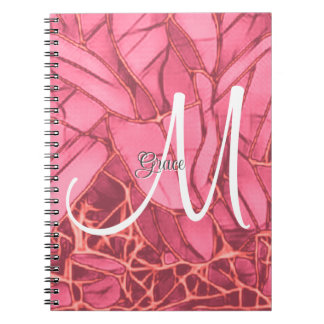 Cuaderno Hermosa Floral Magenta A Portátil Monograma