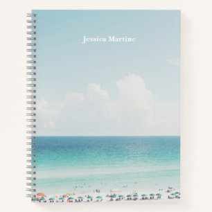 Cuaderno Hermosa fotografía de playa Guay Blue Ocean Skies