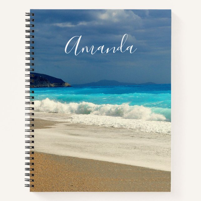 Cuaderno Hermosa fotografía tropical turquesa en el Mar Azu (Anverso)