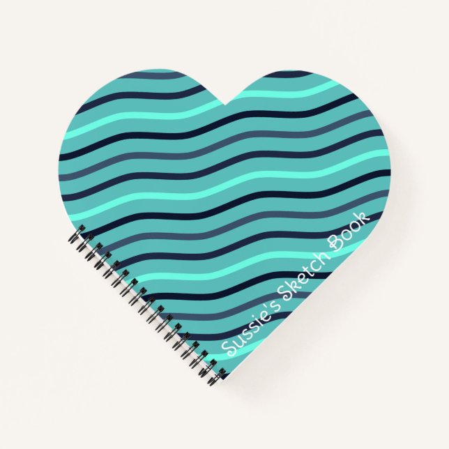 Cuaderno Hermosa franja Personalizado Azul (Anverso)