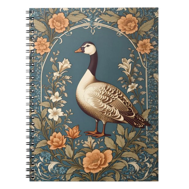 Cuaderno Hermosa gansa de la época William Morris inspirada (Frente)