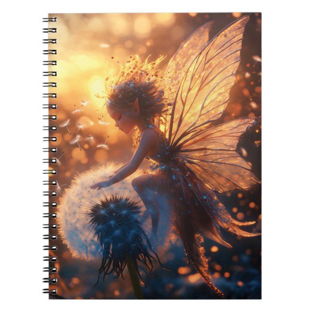 Cuaderno Hermosa hada de sol con Dandelion (Frente)