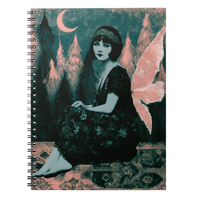 Cuaderno Hermosa Hada Vintage Con Alas Rosadas (Frente)