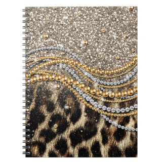 Cuaderno Hermosa imagen de animales de moda Leopard Faux