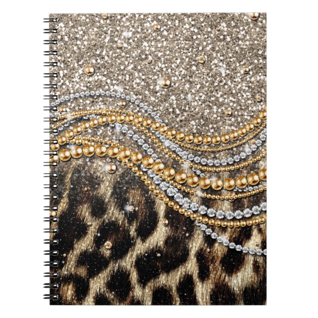 Cuaderno Hermosa imagen de animales de moda Leopard Faux (Frente)
