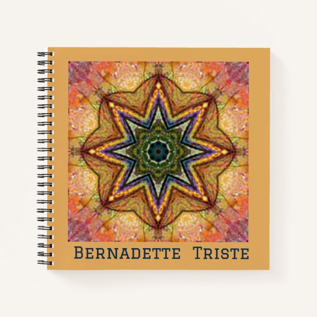 Cuaderno Hermosa Jewel Toned Nombre Personalizado Star Tile (Anverso)