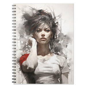 Cuaderno Hermosa joven mujer de arte único elegante femenin
