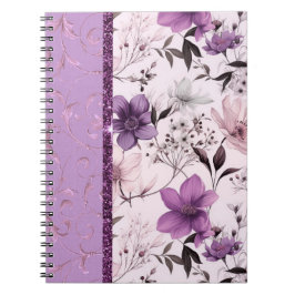 Cuaderno Hermosa lavanda y floral rosa