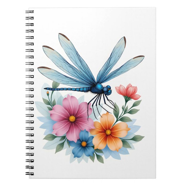 Cuaderno Hermosa libélula acuarela Arte Insectos Lover Ea (Frente)
