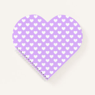 Cuaderno Hermosa Lilac Y Corazón Blanco En Forma De Coraz
