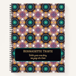 Cuaderno Hermosa malva morada nombre personalizado mosaico 