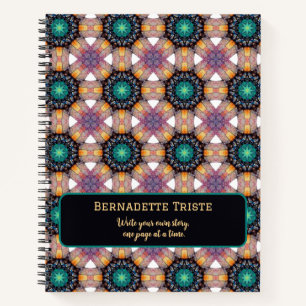 Cuaderno Hermosa malva morada nombre personalizado mosaico