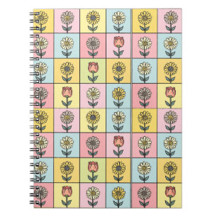 Cuaderno Hermosa margarita Rojo Rosa Azul Aqua patrón de Fl