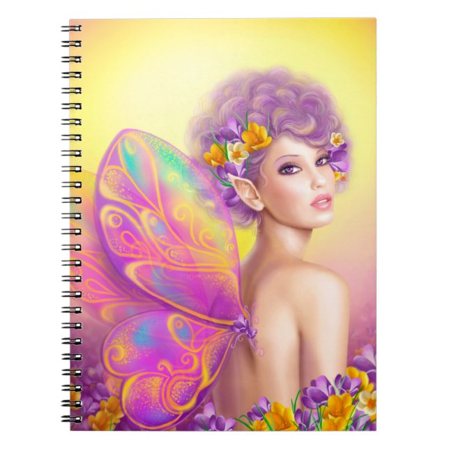 Cuaderno Hermosa mariposa de hadas chicas (Frente)