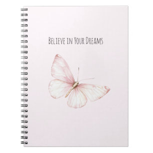 Cuaderno Hermosa Mariposa Rosa Cree en Sueños