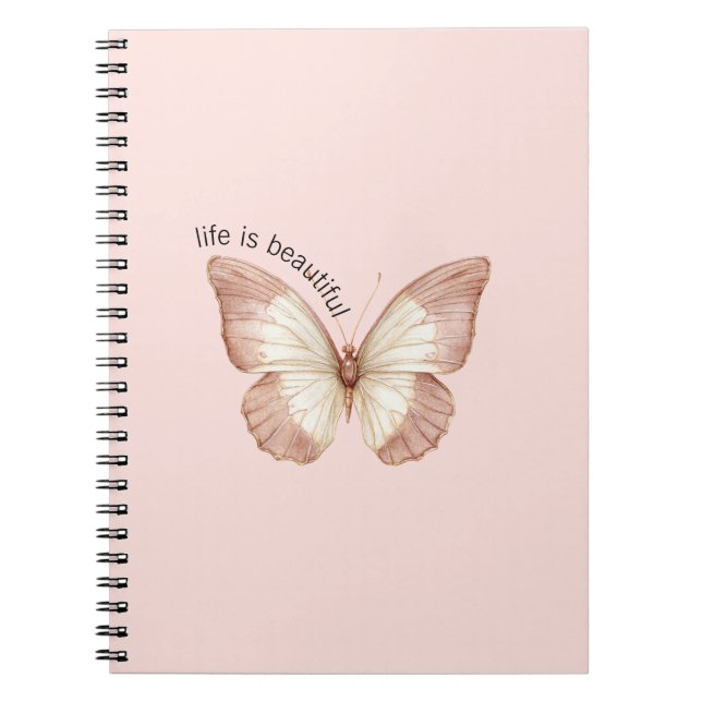 Cuaderno Hermosa Mariposa Rosa Crema (Frente)