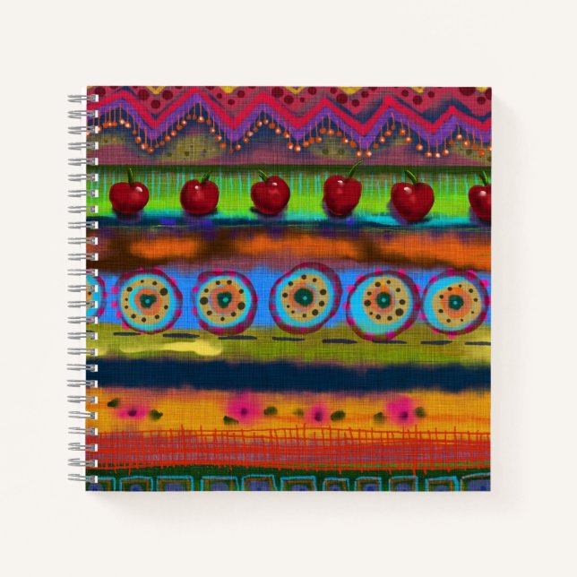 Cuaderno Hermosa Moda de Boho de las cerezas de Yummy (Anverso)