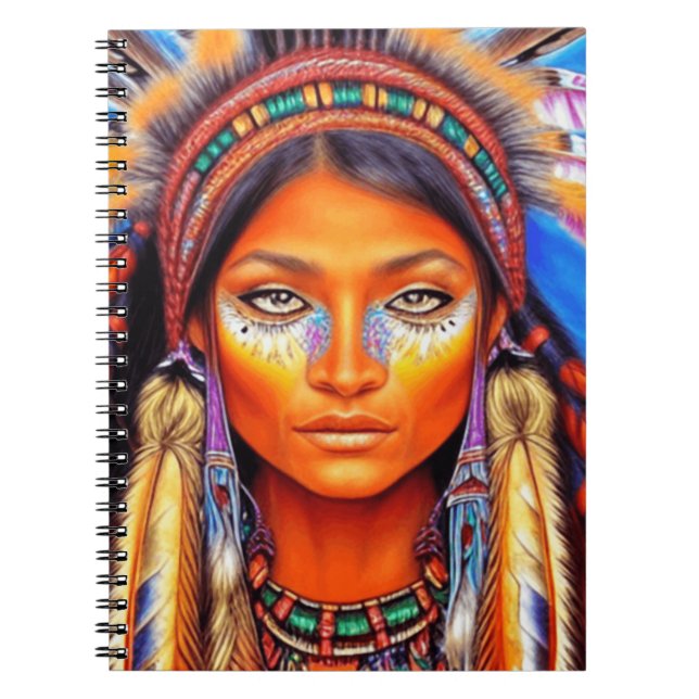 Cuaderno Hermosa mujer nativa norteamericana (Frente)