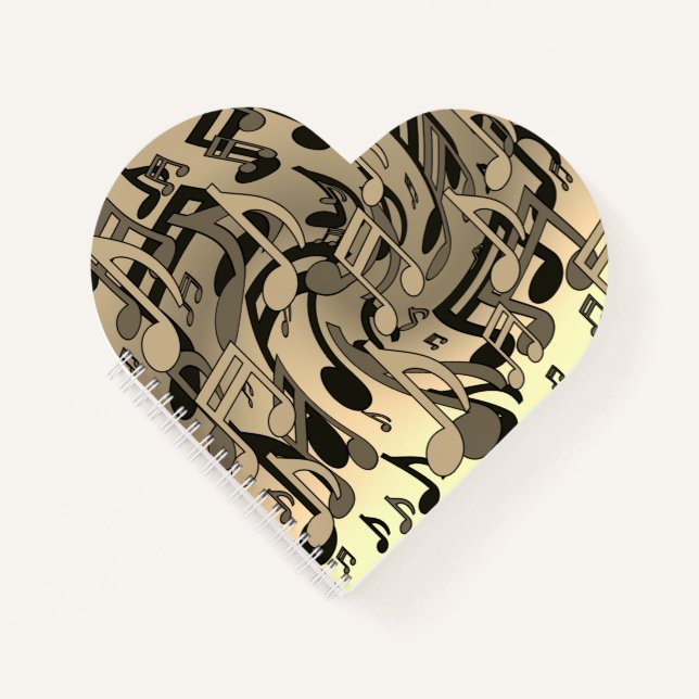 Cuaderno Hermosa música Sepia Tone Lively Musical Notes (Anverso)