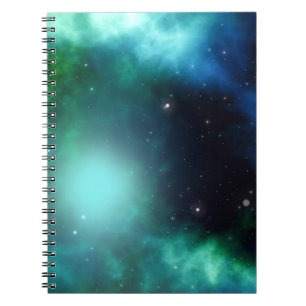 Cuaderno Hermosa nebulosa verde llena de estrellas