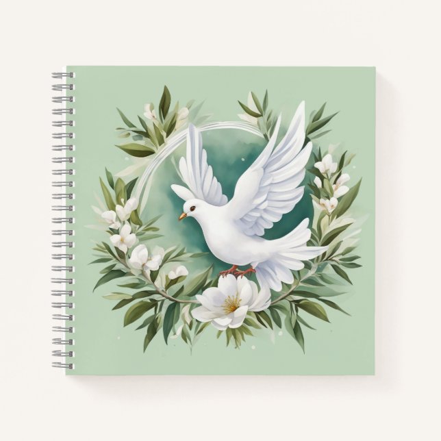Cuaderno Hermosa paloma blanca de la paz (Anverso)