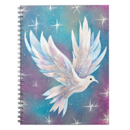 Cuaderno Hermosa paloma de paz de Purpurina blanco