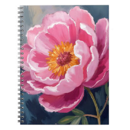 Cuaderno Hermosa Peonía Rosa | Pintura de Flor Aquarela