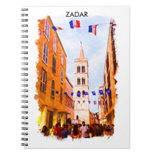 Cuaderno Hermosa pintura acuática de Zadar Croacia