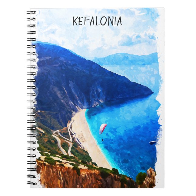 Cuaderno Hermosa pintura de Creta Grecia vista a la costa (Frente)