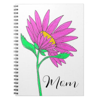 Cuaderno Hermosa pintura de flores acrílicas rosadas capric