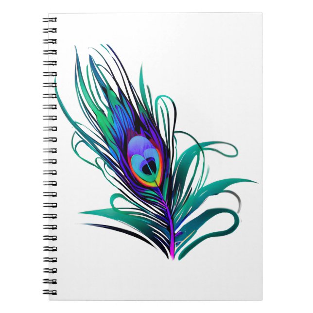 Cuaderno Hermosa pluma de pavo real (Frente)