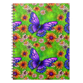 Cuaderno Hermosa pradera de mariposa morada