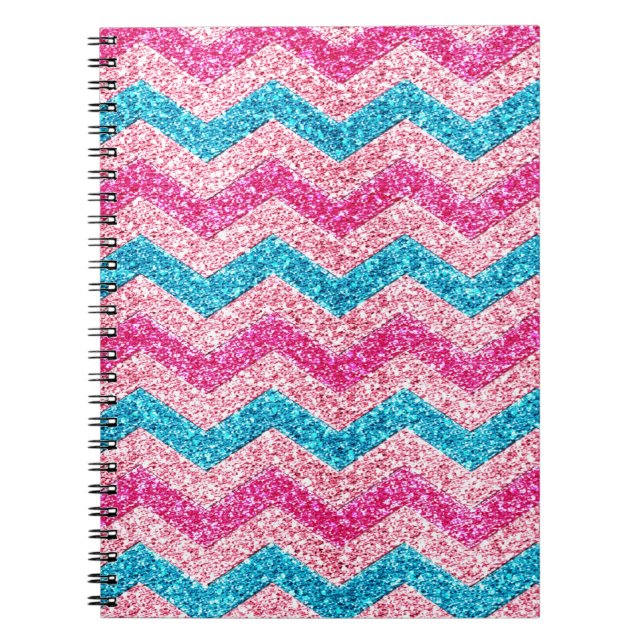 Cuaderno Hermosa purpurina de moda femenina brillante zigza (Frente)
