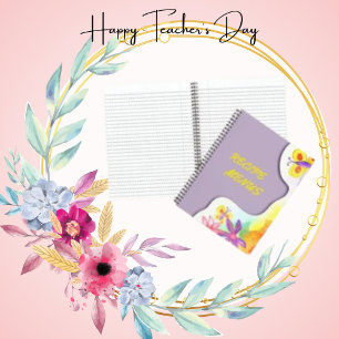 Cuaderno Hermosa receta de mariposa amarillo acuarela