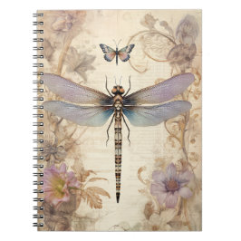 Cuaderno Hermosa revista basura con libélula y mariposa