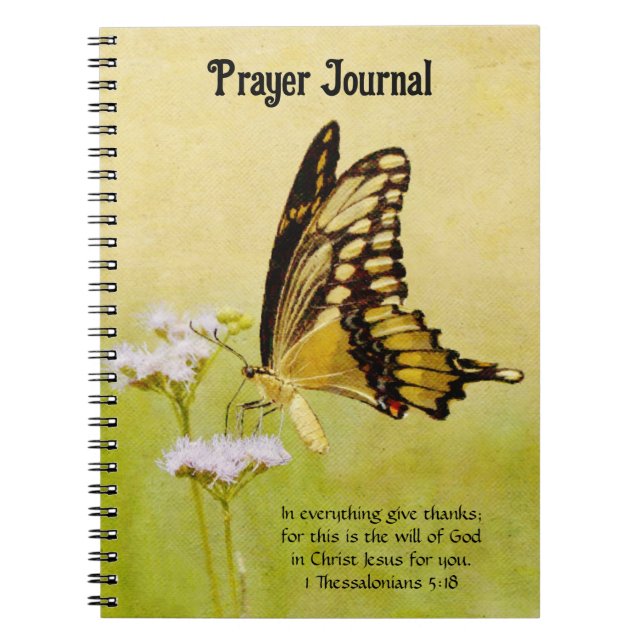 Cuaderno Hermosa Revista de Oración de Arte de Mariposa (Frente)