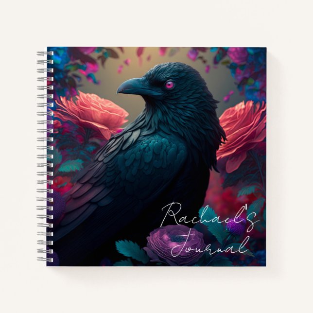 Cuaderno Hermosa revista Raven and Flowers (Anverso)