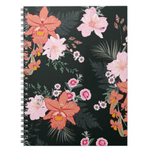 Cuaderno Hermosa selva tropical dibujada a mano floral, cos