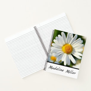 Cuaderno Hermosa Shasta Daisy Personalizado Floral