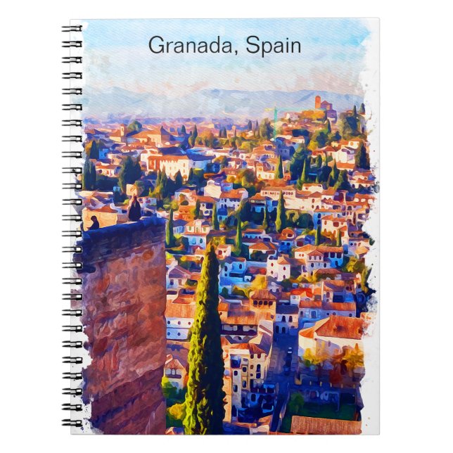Cuaderno Hermosa vista de aguas de Granada España (Frente)