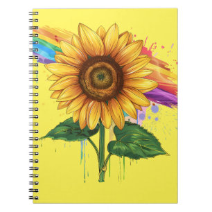Cuaderno hermosa y elegante huella con girasol