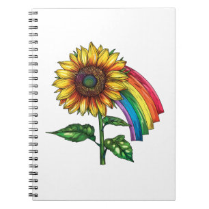Cuaderno hermosa y elegante huella con girasol