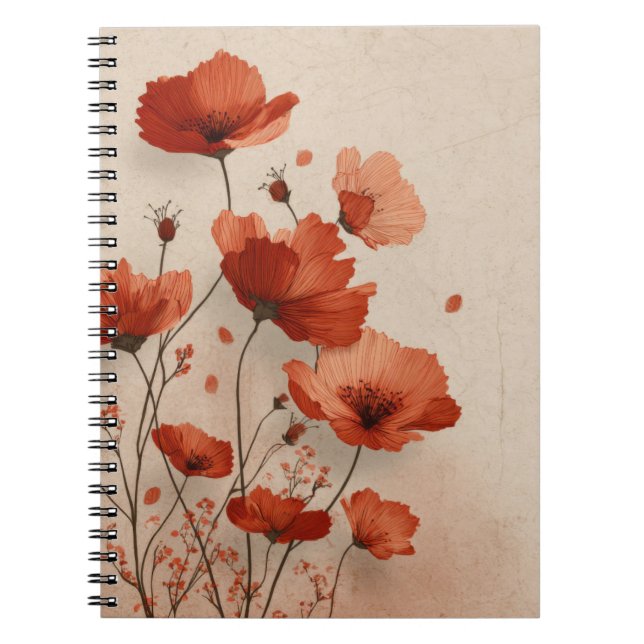Cuaderno Hermosas amapolas rojas espiral  (Frente)