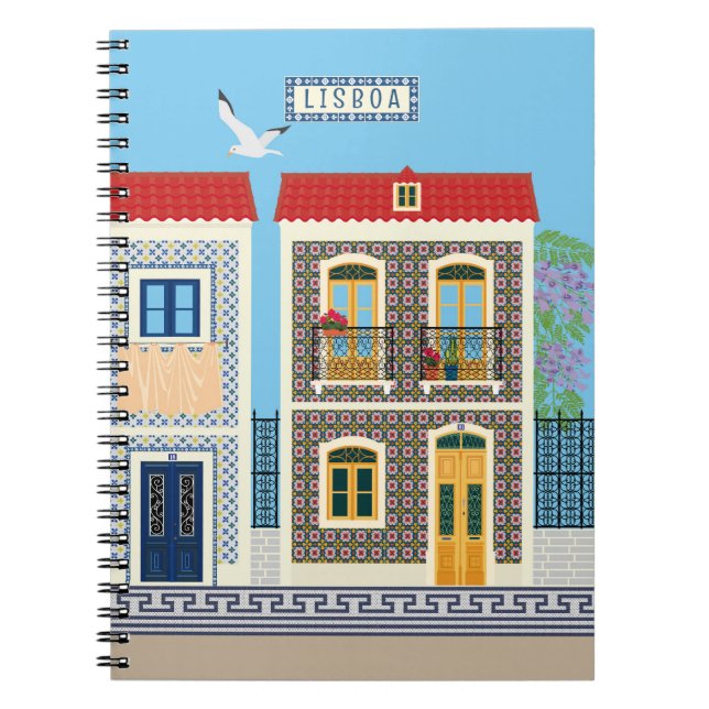 Cuaderno Hermosas casas portuguesas con azulejos o azulejos (Frente)
