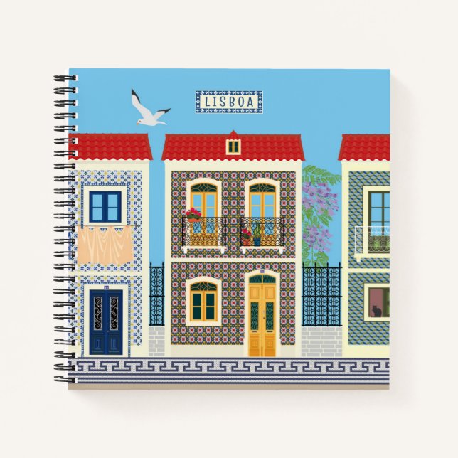 Cuaderno Hermosas casas portuguesas con azulejos o azulejos (Anverso)