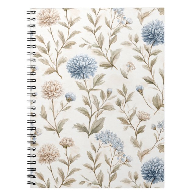 Cuaderno Hermosas Flores Azules Crema (Frente)